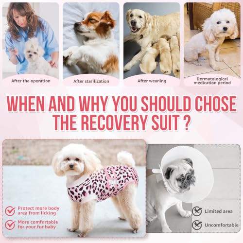 Image of Lukovee Recovery Suit for Dogs, Female Male Spay Neuter Post Surgery Suit | Zipper on Onesie,Soft Breathable, Adjustable Abdominal Wounds Prevent Licking, Cone E-Collar Alternative (Pink Leopard, XL)