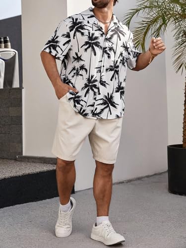 Image of LookMark Men Vibrant Printed Half Sleeve Loose Fit Casual Shirt in Cotton Blend - Perfect for Beach Days, Everyday Comfort, and Effortless Style