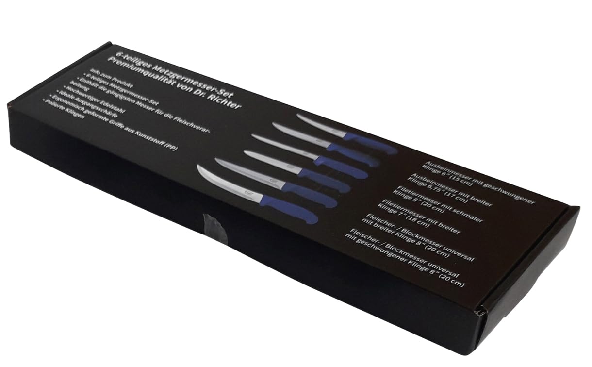 6-teiliges Metzgermesser Set Profi | Ausbeinmesser | Blockmesser | Filetiermesser