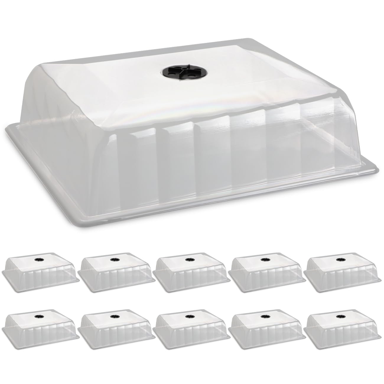 RooTrimmer Lot de 10 dômes étanches en plastique transparent pour démarrage de semences, humidification et isolation pour la germination en serre et la culture du jardin (40,6 x 33 cm, 10,2 cm de