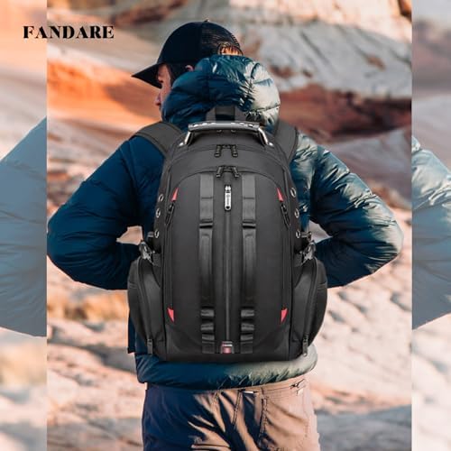 FANDARE Nieuwe laptoprugzak, schoolrugzak, heren, 15,6 inch laptoptas met USB-aansluiting, business, dagrugzak, tiener, reizen, schooltas, jongens, schooltas, dagrugzak, grote capaciteit, waterdicht