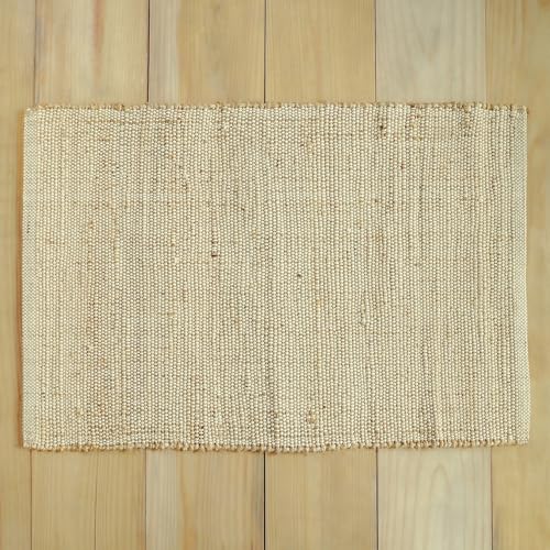 VEVARA HOMES Natural Cotton Jute Rug 2x3 ft - Farmhouse Handwoven Braided Rustic Rug Eco-Friendly Indoor for Doormat, Entryway, Bedroom, Living Room, Kitchen