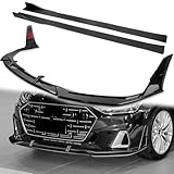 W-POWER, 11-Piece Front Bumper Lip & Side Skirt Extensions Diffuser Compatible with 2019-2024 Audi A7 S7 S-Line Bumper, Front Lip Air Chin Body Kit Spoiler Splitter ABS (Painted Glossy Black)