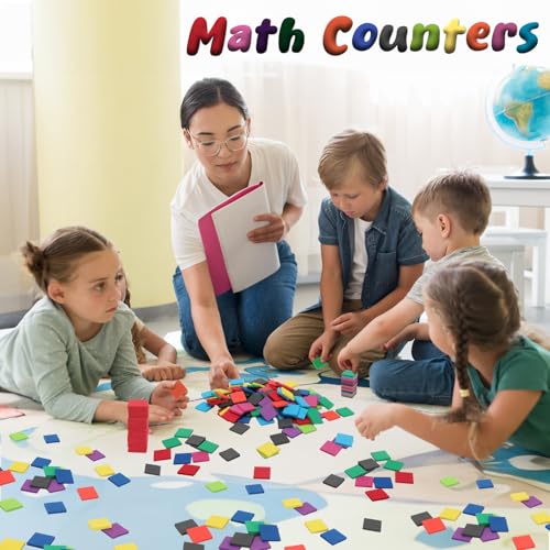 Image of Coopay 500 Pcs Foam Square Color Tiles, Math Counters, Sorting Colored Foam Squares Math Counting Manipulatives, Game Tokens, Bingo Chips, Classroom Crafts for Kids Learning Development Toys