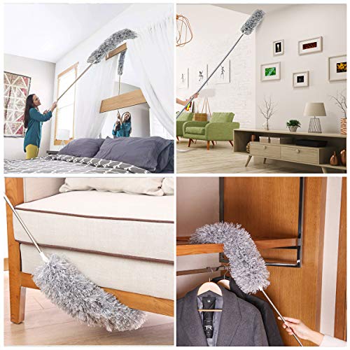 Webster Cobweb Duster, Feather Duster For Home, Extendable Dusters For Cleaning High Ceiling Fans, Hand Wall Duster, Long And Washable Dust Brush #TOP1