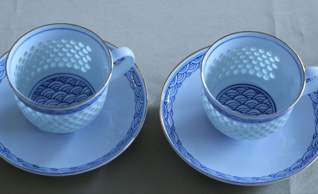 Amazon.co.jp: 波佐見焼 丹心窯 水晶青海波 コーヒーカップ＆ソーサー