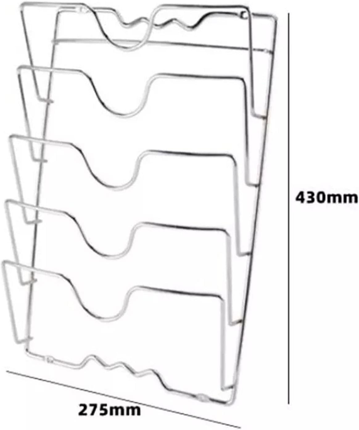 Scaffale da cucina in metallo con supporto per coperchio e porta cucchiaio, 5 ripiani, per utensili da cucina e utensili
