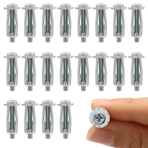 Bonsicoky Hollow Wall Anchors, 20 Pack M4 x 25mm, Carbon Steel Drill-Free Self-Drilling Anchors, for...