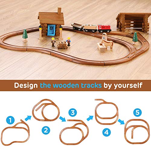 Sainsmart Jr. Wooden Train Set Bundle With Ferrari Toy Car #TOP1