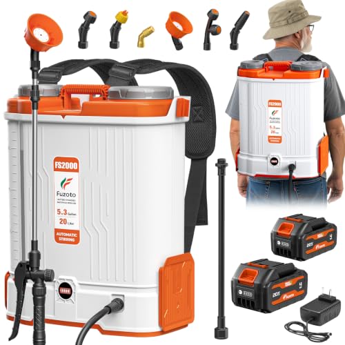 FUZOTO Battery Powered Backpack Sprayer 5.3 Gallon for Lawn, Garden, Yard by FUZOTO - Used condition - US$151.99