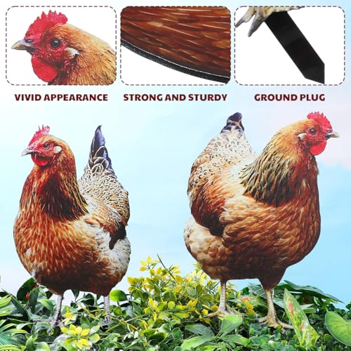 Yardwe 2 Stück Huhn Deko Hühner Gartendeko Hühner Deko Lebensechte für Draußen Draußen Rasen Hofdekoration