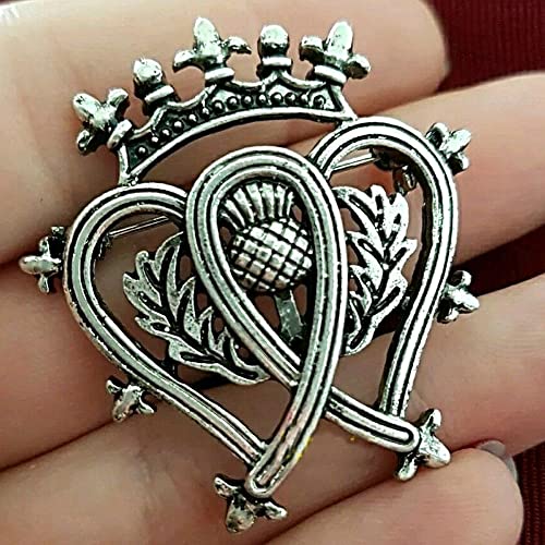 SaiDian 1Pcs Vintage Silver Thistle Crown Brooch Pin Ireland Irish Royalty Badge Brooch Scottish Brooch3