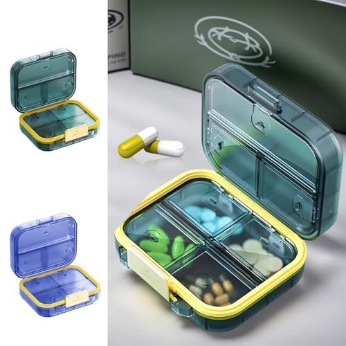 Organizador de pílulas portátil compacto para uso diário com cadeado estojo de viagem para bolsa, escritório, uso doméstico, adultos (multicolorido)