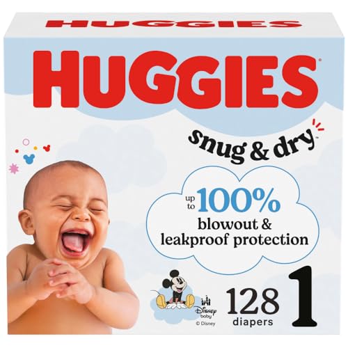 Image of Huggies Size 1 Diapers, Snug & Dry Newborn Diapers, Size 1 (8-14 lbs), 128 Count, Packaging May Vary