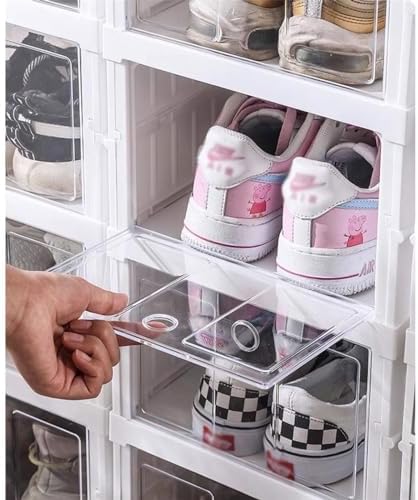 Folding Transparent Shoe Rack Organizer - One-Pull Shoe Storage Box, Stackable Shoe Shelf for Easy Access, 9-Ply Color Options - Perfect for Home & Closet Organization