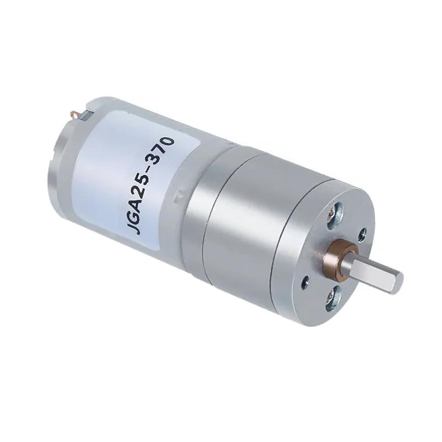 JGA25-370 DC Gear Motor, 6V 12V 24V Compatible, Micro Size, High Torque, Compact Silver Metal Design, Smooth Operation (60RPM 12V)