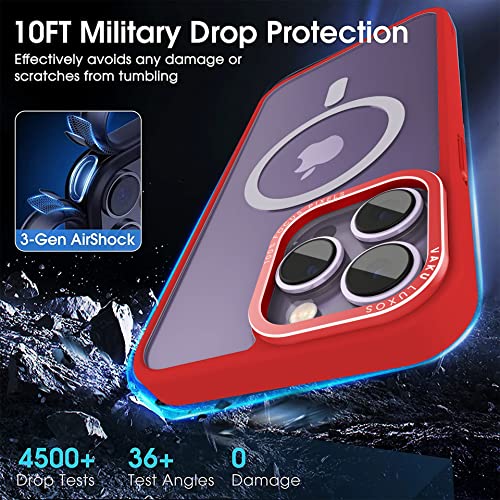 Image of eller sante Clear Armor MagPro for iPhone 14 Pro Case Cover, Shockproof, Scratch Resistant, Slim, Thin, Military-Grade Metal Ring Camera Protection, Compatible with MagSafe Back Cover - Red