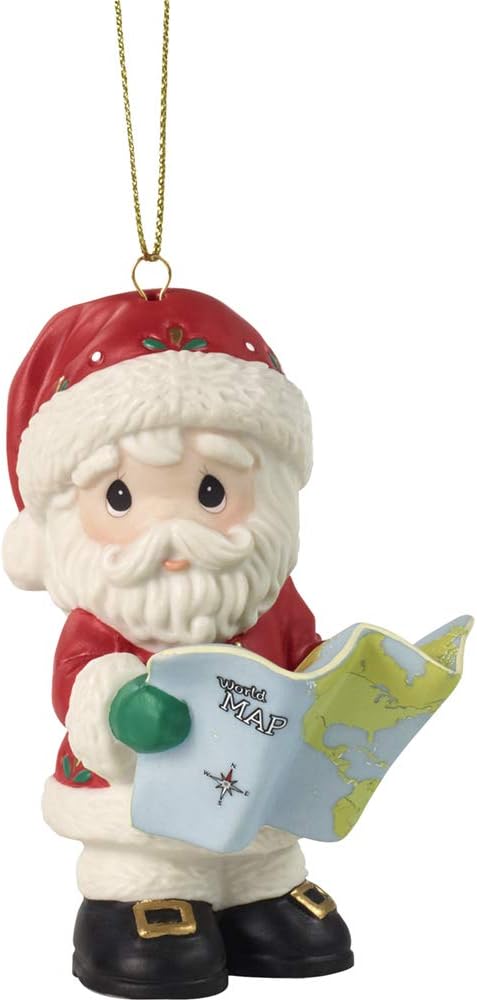 Precious Moments 201012 Joy to The Whole Wide World Annual Santa Bisque Porcelain Ornament, Multi