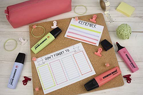 Image of STABILO BOSS ORIGINAL Pastel - Highlighter Pen - Pack of 4 - Mellow Coral Red, Cherry Blossom Pink, Cloudy Blue, Dash of Lime