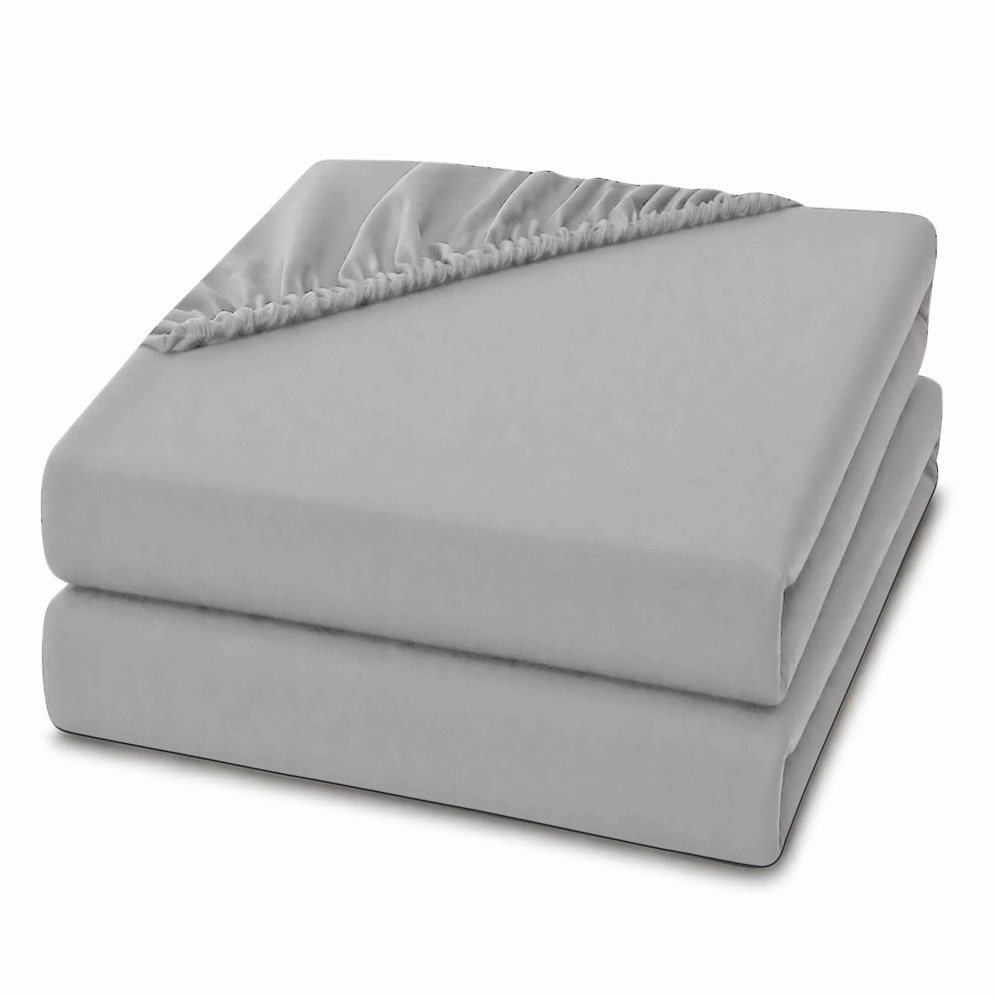 2 Pack 4ft Small Double Fitted Sheets 28cm Deep Pocket – Ultra Soft Comfortable Microfibre Bed Sheets, Breathable, Wrinkle, Fade & Shrink Resistant, Easy Care Bedding (Silver, 4ft Small Double) — image 1