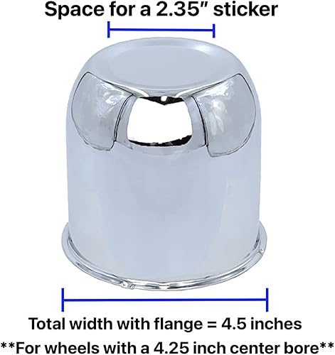 Miniatura 8 de Paquete de 4 tapas centrales cromadas 2.95 para ruedas de automóvil, camión y remolque, cubierta de cubo de llantas duraderas