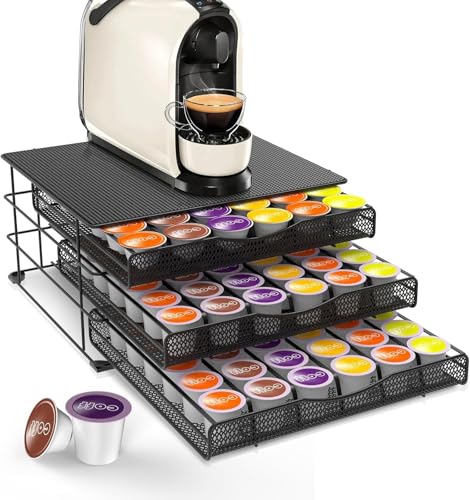Rangement Capsules pour Dolce Gusto 108PCS, Masthome Porte Capsule pour Dolce Gusto avec 3 Tiroirs, Grande Support Dosette Antidérapants avec Surface...