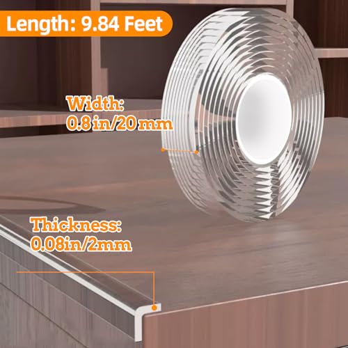 Image of 0.8 in x 9.84 FT,Clear Soft Corner Protectors for Furniture Strip,Sharp Edge & Table Bumper,Window Edge,Wall Protector, Soft Corner Guards Safe for Proof,Table Corner Protectors in Family