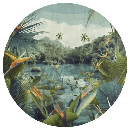 Alfombra pequeña lavable de alta suavidad y diseño tropical para hogar 5