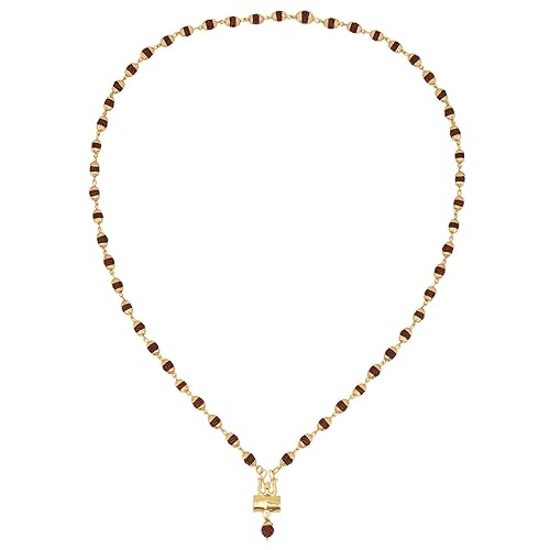 Stylepotion Handmade Ethnic Wire Work 22K Gold Plated Rudraksh Beads Brass Mala Chain Necklace 24 inches for Men Boys Gift Item (MSC10005)