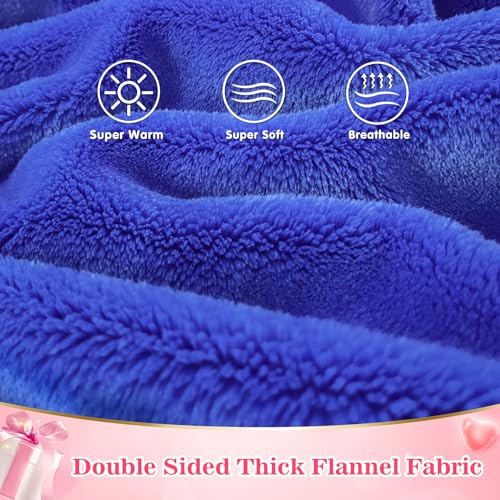 Image of Waitu Wearable Blanket Sweatshirt Gifts for Women and Men, Warm and Cozy Giant Blanket Hoodie, Thick Flannel Blanket with Sleeves and Giant Pocket - Blue