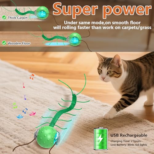 image for Giociv Interactive Cat Toys for Bored Cats, with Chirping, Centipede M
