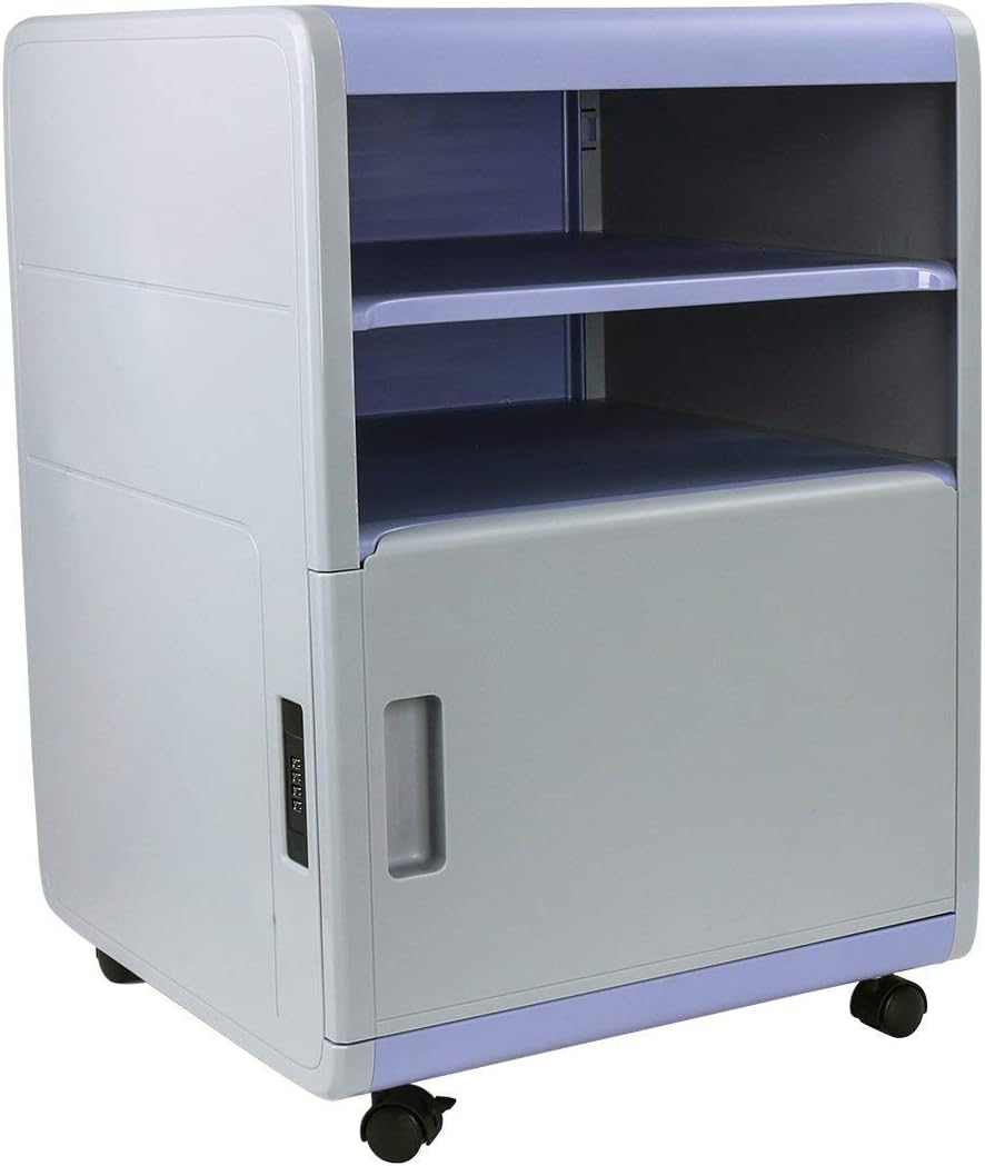FINE DRAGON 3-Drawer Plastic Combination Lock Mobile File Cabinets Security Night Stand/Accent Table (Purple C1)