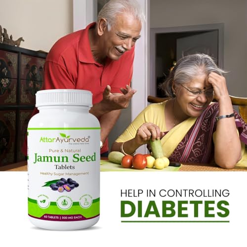 Image of Attar Ayurveda Jamun Seed Extract tablet 500mg, 60 tablets | Beneficial in controlling Blood Sugar Levels, Boosting Digestion, Blood purification and Detoxification (Pack of 1)