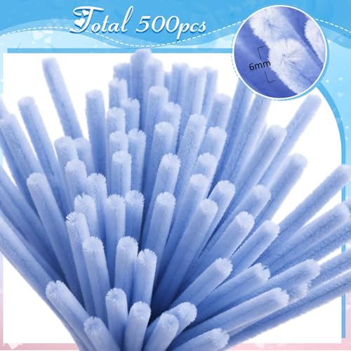 Image of Peryiter 500 Pcs Pipe Cleaners for DIY Flower Bouquets, Chenille Stems for Graduation Bouquet Crafts, Fuzzy Sticks for Handmade Flowers, DIY Gift, Art Projects(Blue & Pink & Green,12 Inch)