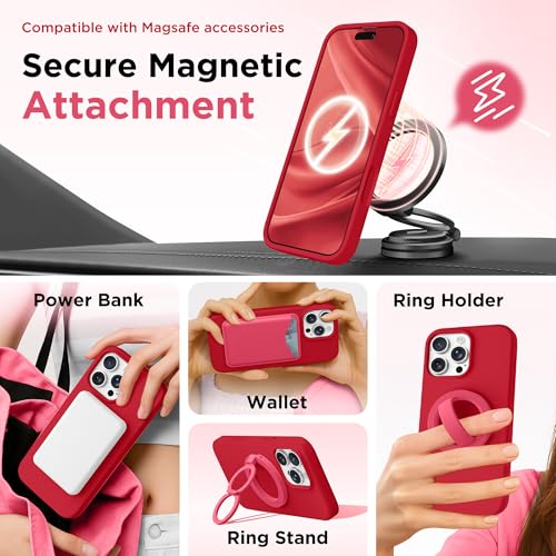 Image of GolbinBox Magnetic for iPhone 16 Pro Case, Silicone Cover, Red