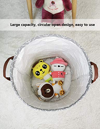 Queenlala Large Storage Basket,Laundry Hamper/Bathroom/Home Decor/Collapsible Round Storage Bin,Boys And Girls Hamper/Boxes/Clothing(Grey Wheat) #TOP6