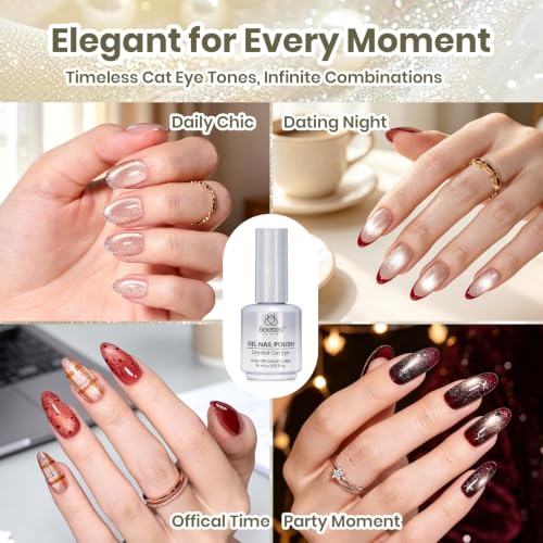 Image of Beetles Silver Cat Eye Gel Nail Polish, Frosted Sugar 15ML Glitter Fall Gel