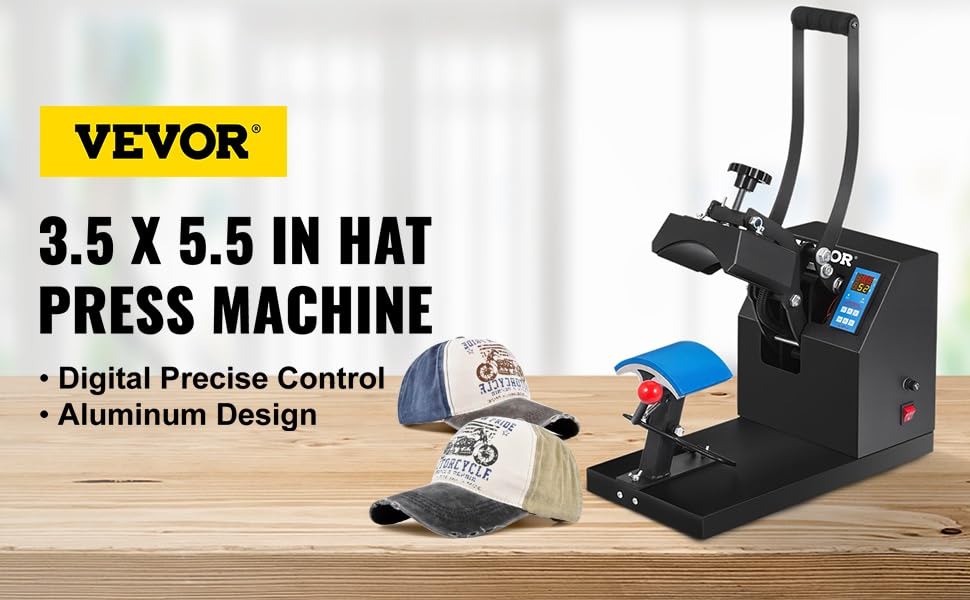 Prensa térmica para gorra 5.5 X 3.5 pulg neumática miniatura 7