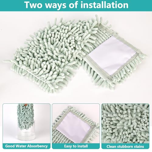 Mikrofaserbezug 2er Set, Chenille Mikrofaser Bodenwischer, Wischmoppbezug Ersatzbezug, Chenille Flachmopp, Bodenwischer Wischbezug für ideale Schmutzaufnahme, ideal für Böden wie Fliesen und Laminat