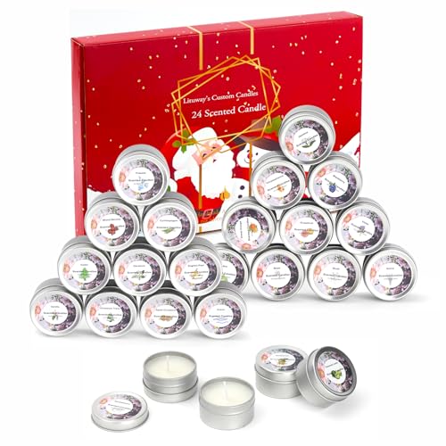 Christmas Advent Calendar 2024, 24 Scented Jar Candles Countdown to Christmas, Xmas Christmas Gift for Women Men Teens