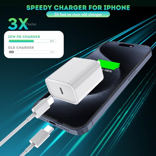 Image of Long USB C Cable for iPhone 16 15 Charger,2Pack 20W USB C Charger Block i Phone 16 Pro Fast Charging 6FT C to C Cord Cable for iPhone 16 /16 Pro /16 Plus /16 ProMax /15 /15 Plus /15 ProMax /15 Pro /iPadPro