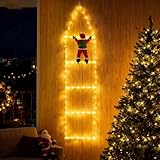 LEDYA 1,25M Leiter Lichterkette mit Weihnachtsmann, 98 LED Weihnachtsbeleuchtung Strombetrieben mit Timer, Speicherfunktion, 8 Modi für Innen- & Außen Weihnachtsbaum Fenster Weihnachten Deko, Warmweiß