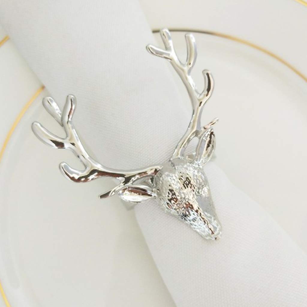 6pcs Serviettenringe Rentier Servietten Ringe Halter für Weihnachten Abendessen Party Tisch Dekoration, Weihnachtsdekorationen, Tischdekorationen, Tischgeschenk, Silber