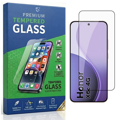 Image of Tempered Glass Compatible With Honor X6c 4G 6.61 | 9H Hardness | HD Clarity | Anti-Fingerprint | High Touch Sensitivity | Premium Screen Protector Guard