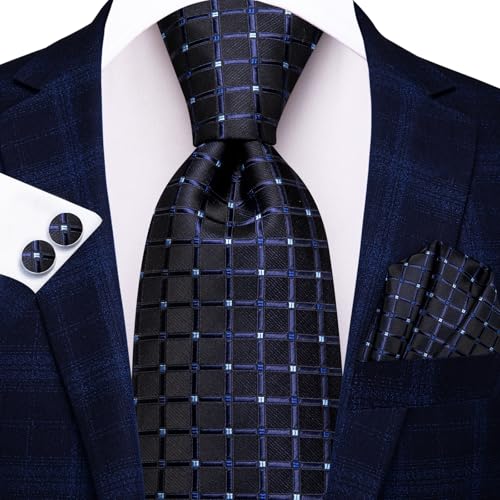 Image of Dubulle Mens Paisley Striped Tie Woven Necktie for Men and Handkerchief Cufflinks Set Wedding Formal Business