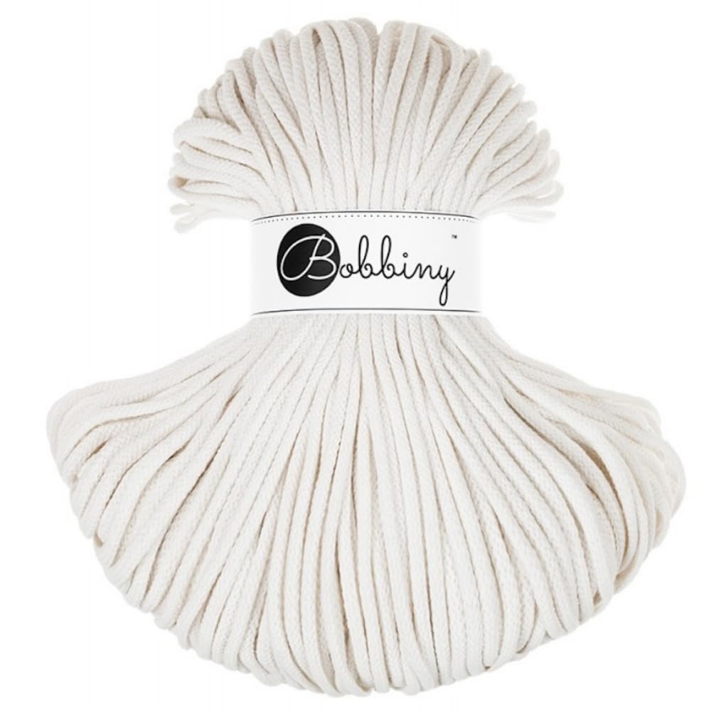 Bobbiny Premium 5mm Braided Macrame Cord (Off White) 100m — image 1