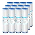 Membrane Solutions 5 Micron Pleated Polyester Sediment Water Filter 10"x2.5" Replacement Cartridge Universal Whole House Pre-Filter Compatible with W50PE, WFPFC3002, SPC-25-1050, FM-50-975 - 12 Pack