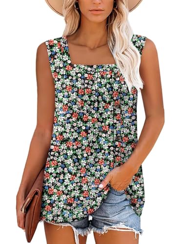 KISSMODA Womens Boho Tops for Summer Sleeveless Tanks Loose Fit Casual Blouse Daily Shirts for Leggings (S-3XL)