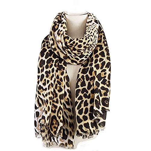 My Sky Womens Large Soft Cashmere Feel Pashmina Shawls Wraps Leopard Scarf