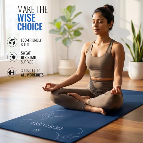 Image of Wiselife Intention 6mm Yoga Mat for Men & Women | Anti-Slip TPE Exercise Mat for Yoga, Pilates, Workout & Fitness (Blue, 6 MM)